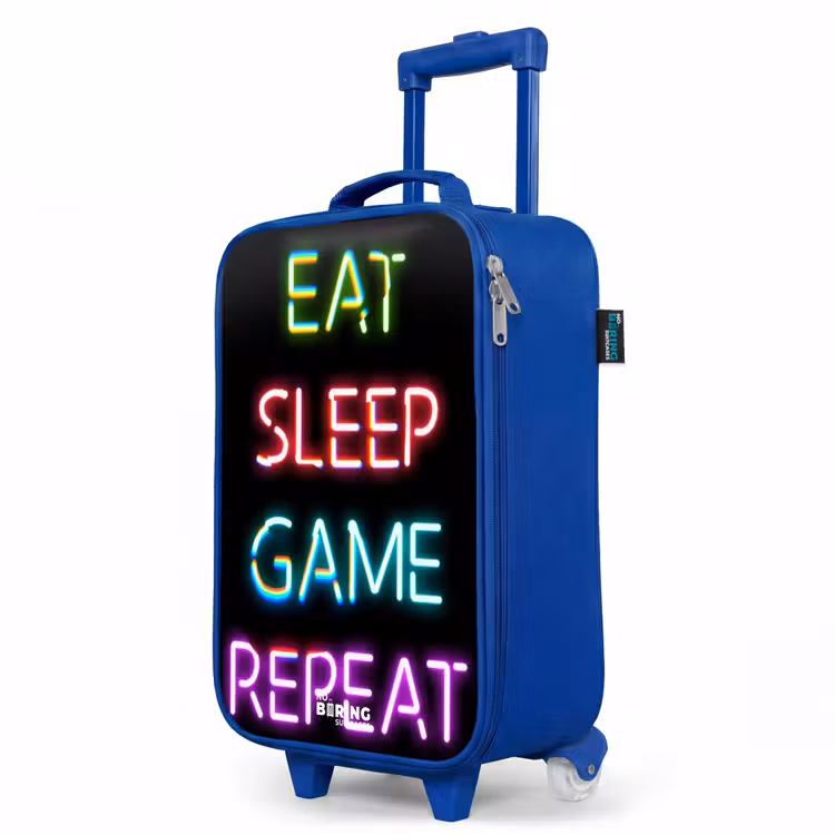 Children's suitcase - Blue - Qoute with neon lights — 5