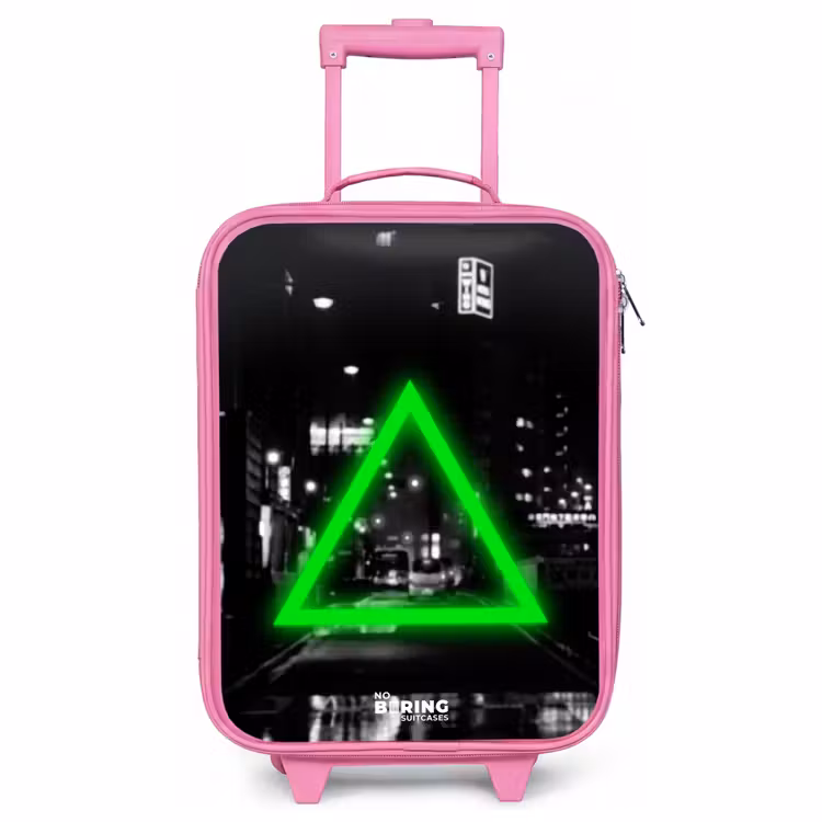 Children's suitcase - Pink - Bright green triangle — 1