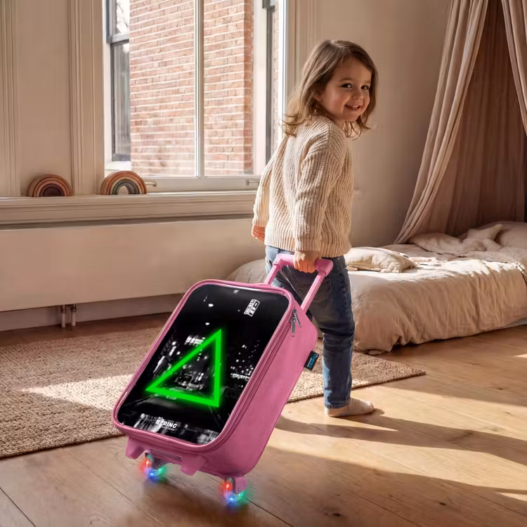 Children's suitcase - Pink - Bright green triangle — 2
