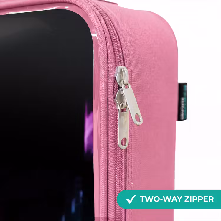 Children's suitcase - Pink - Bright pink square above a wet street — 4