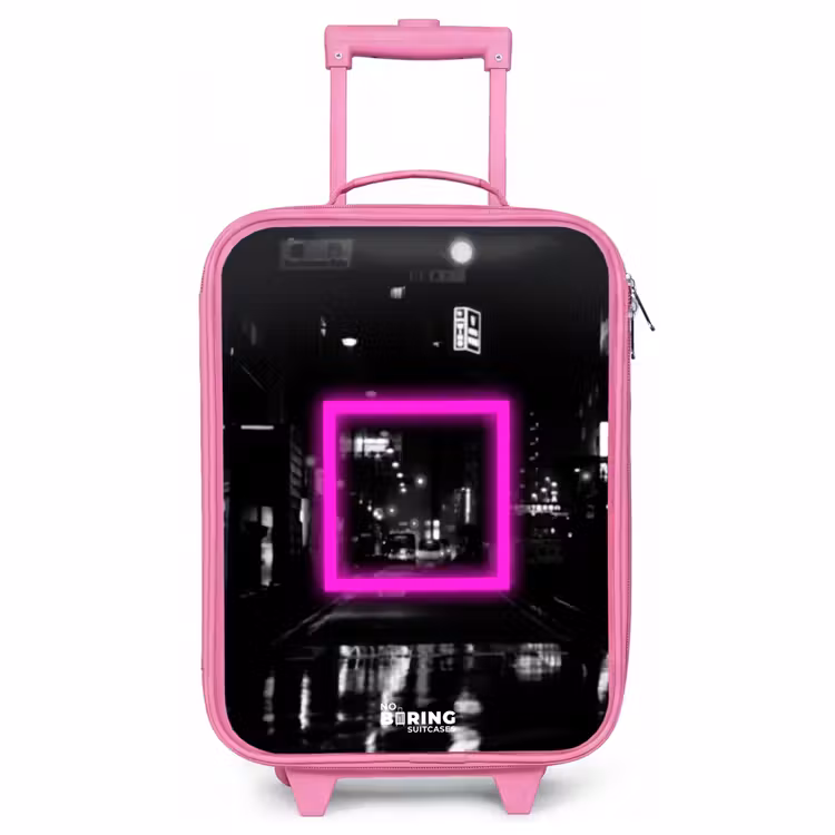 Children's suitcase - Pink - Bright pink square with backlit background — 1
