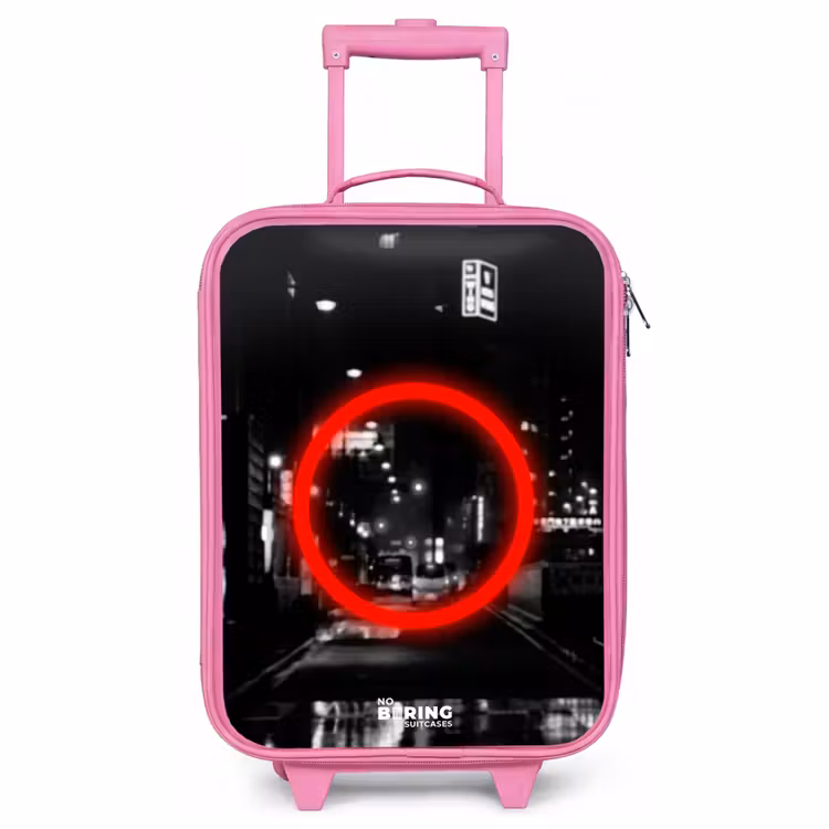 Children's suitcase - Pink - Bright red circle over a city street — 1