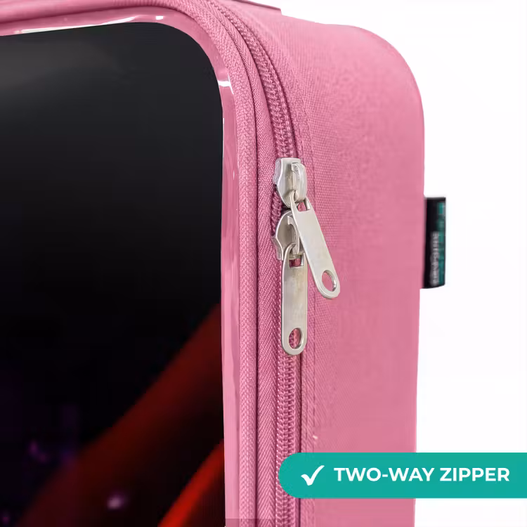 Children's suitcase - Pink - Bright red circle over a neon-lit city — 4
