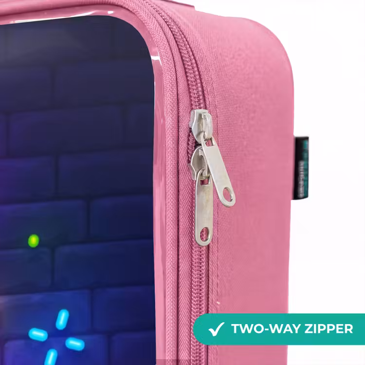 Children's suitcase - Pink - Neon controller against a brick wall — 4