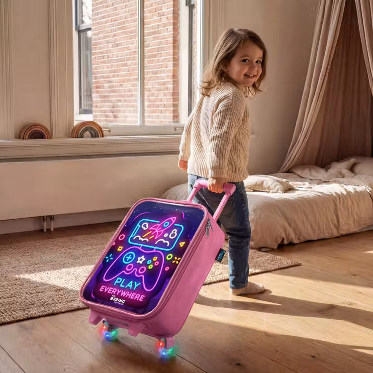 Children's suitcase - Pink - Neon illustration with a controller — 2