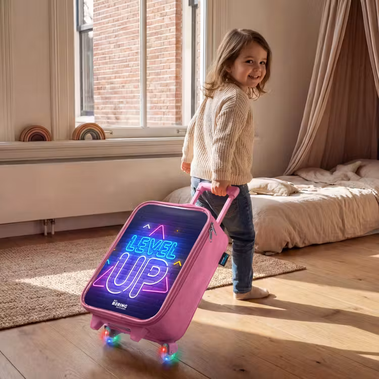 Children's suitcase - Pink - Neon letters on a brick wall — 2