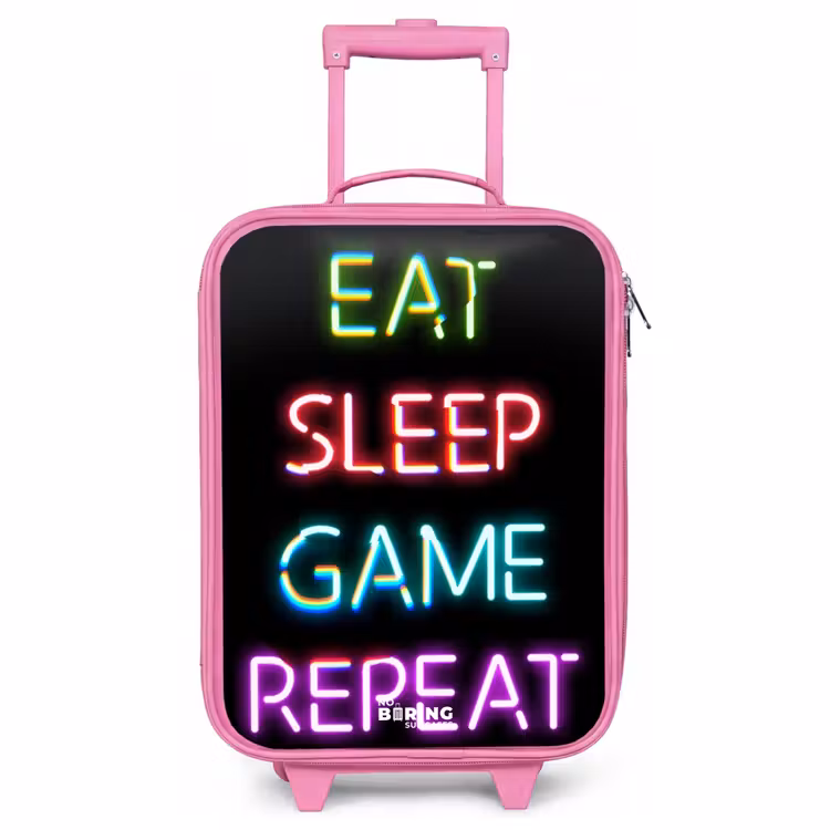 Children's suitcase - Pink - Qoute with neon lights — 1