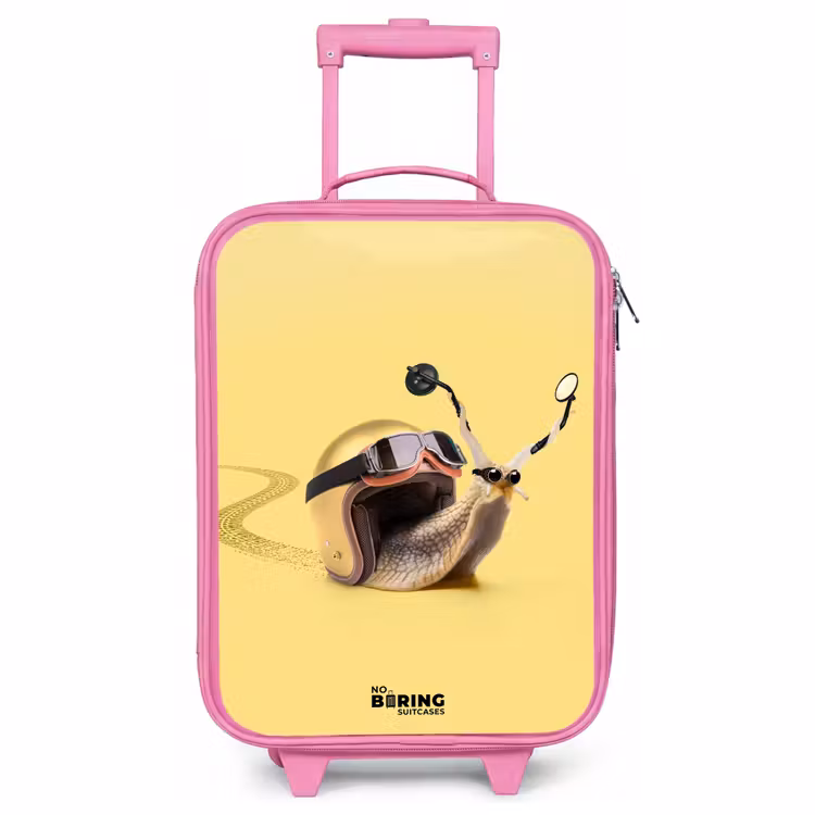 Children's suitcase - Pink - Snail with motorcycle helmet — 1