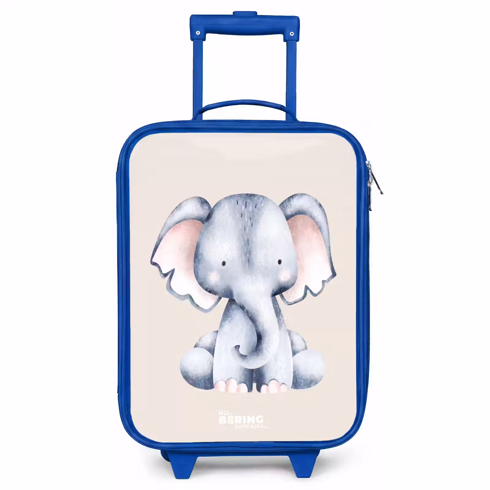 Children's suitcase - Blue - Elephant drawing against a beige background — 1