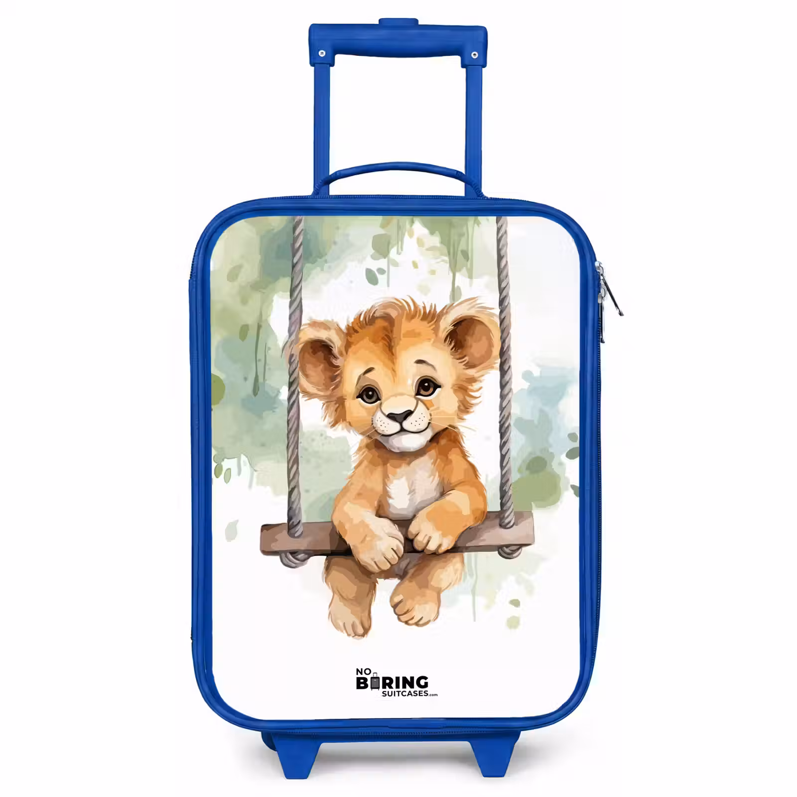 Children's suitcase - Blue - Lion cub with swing illustration — 1