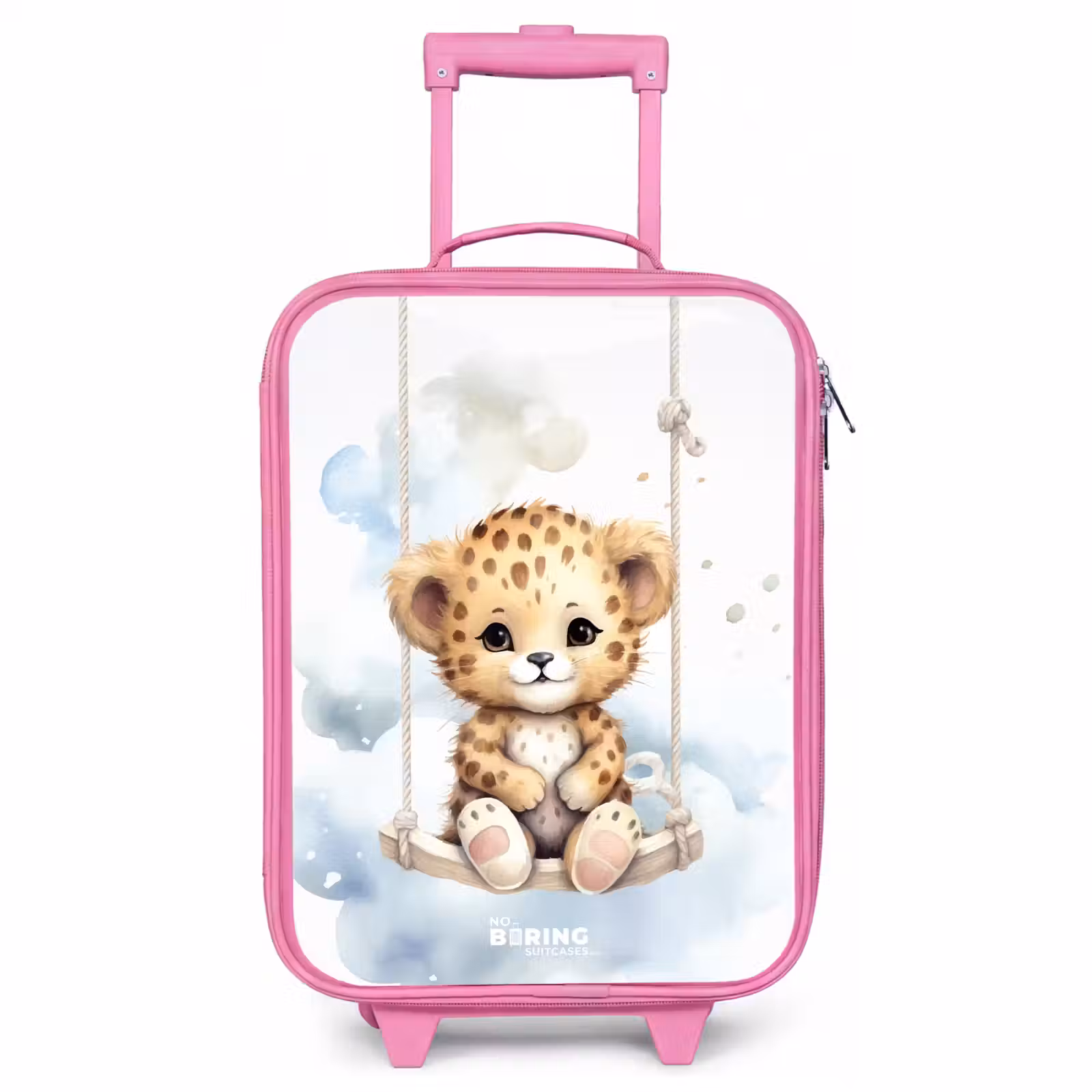 Children's suitcase - Pink - Cheetah cub on a swing in the clouds — 1