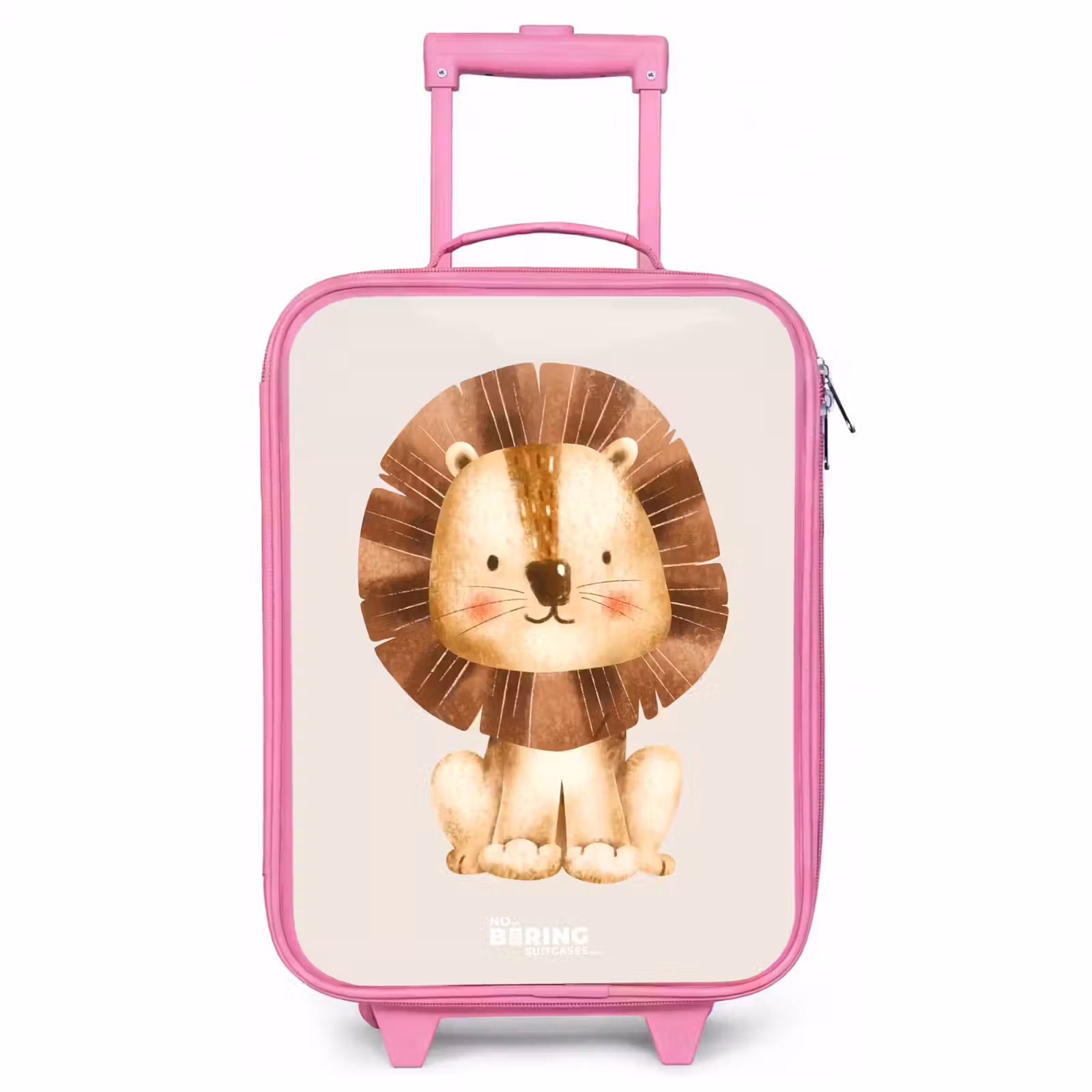 Children's suitcase - Pink - Lion illustration with beige background — 1