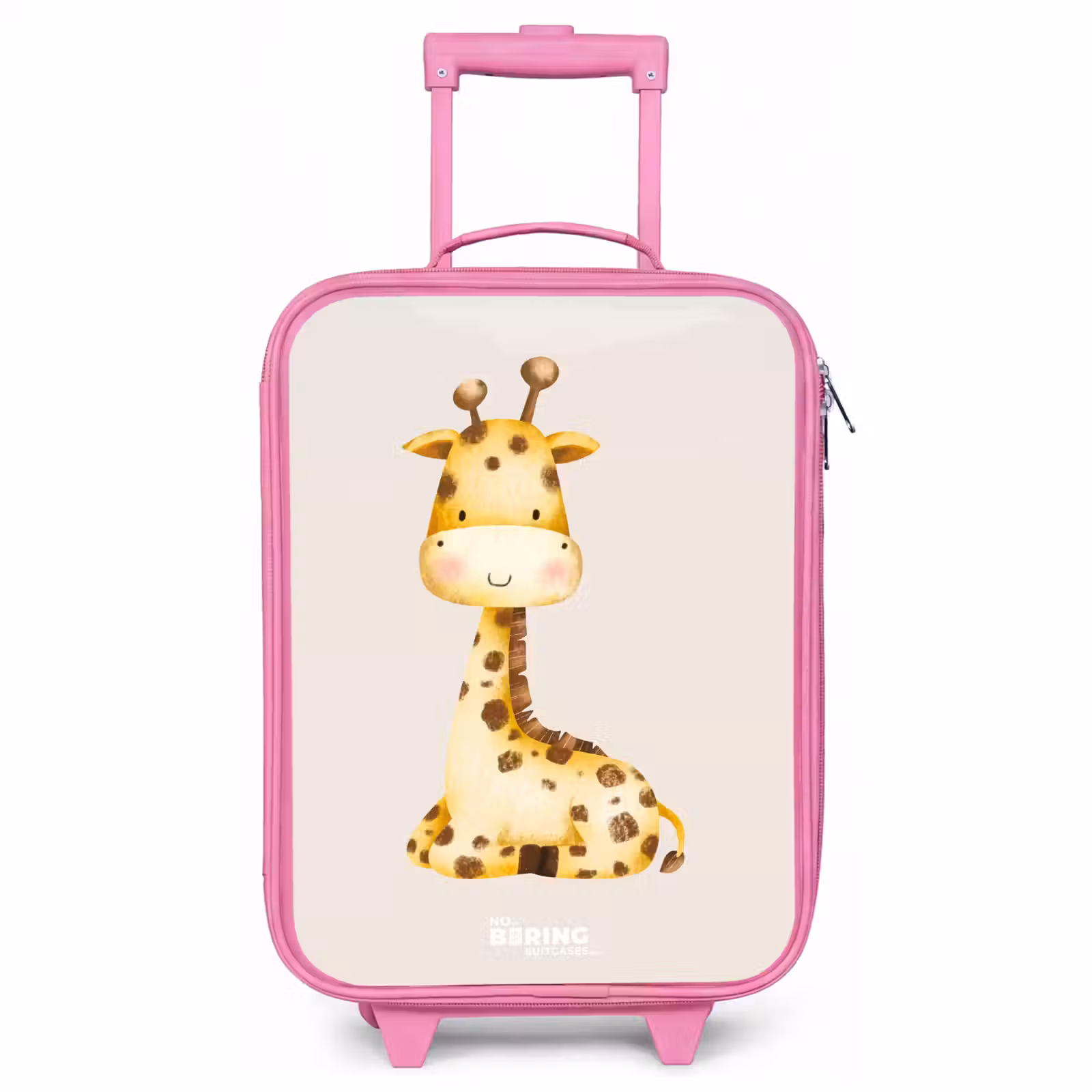 Children's suitcase - Pink - Reclining giraffe illustration on beige background — 1