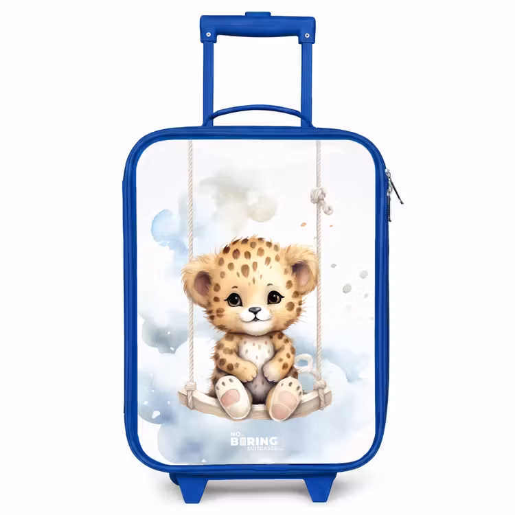Children's suitcase - Blue - Cheetah cub on a swing in the clouds — 1