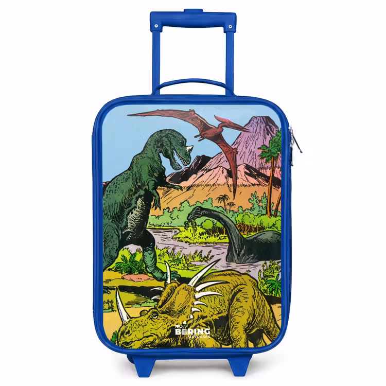 Children's suitcase - Blue - Dinos at a volcano — 1