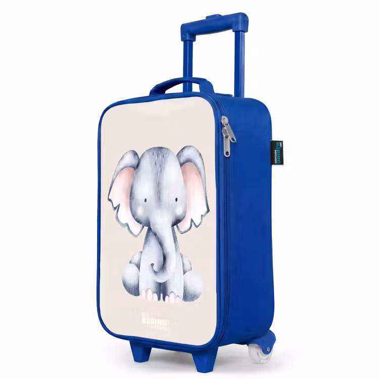 Children's suitcase - Blue - Elephant drawing against a beige background — 5
