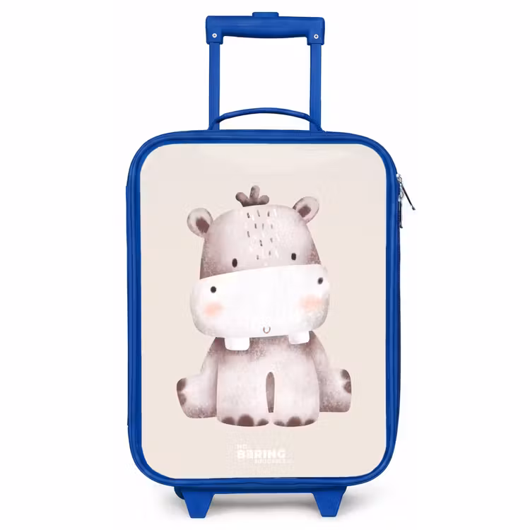 Children's suitcase - Blue - Hippo on beige background illustration — 1
