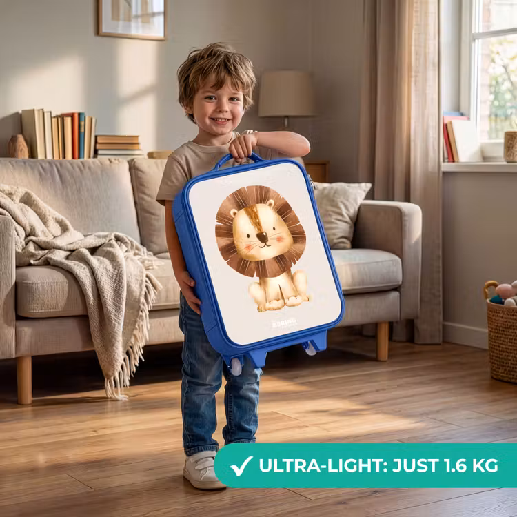 Children's suitcase - Blue - Lion illustration with beige background — 3