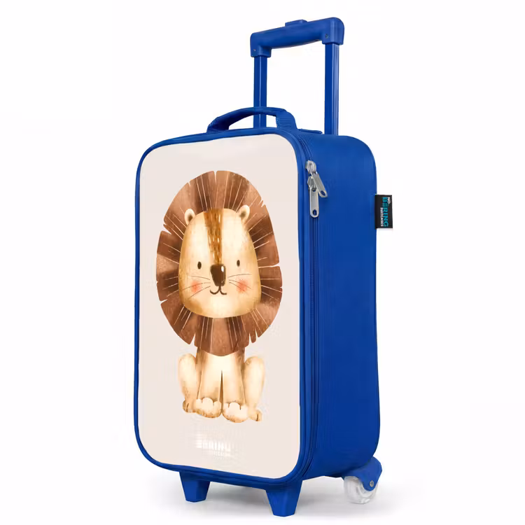 Children's suitcase - Blue - Lion illustration with beige background — 5