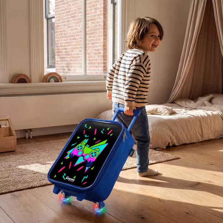 Children's suitcase - Blue - Neon controller on black — 2