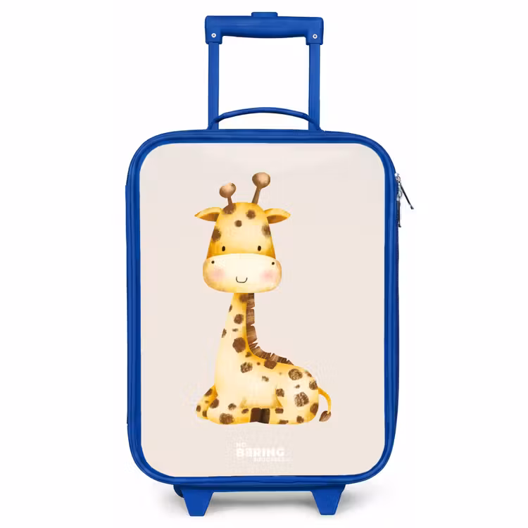 Children's suitcase - Blue - Reclining giraffe illustration on beige background — 1