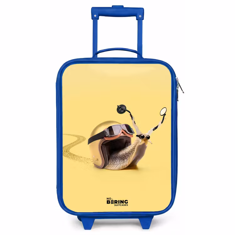 Children's suitcase - Blue - Snail with motorcycle helmet — 1