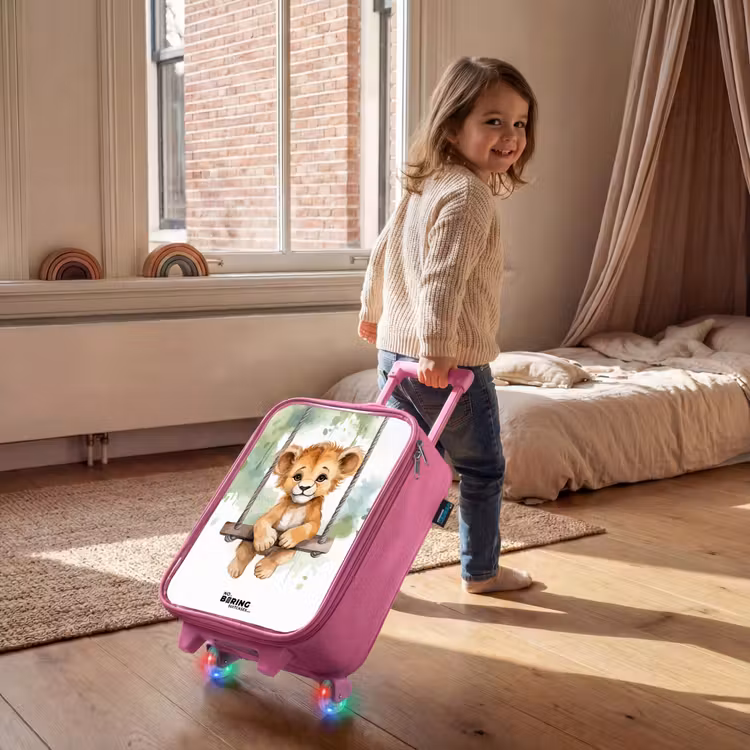 Children's suitcase - Pink - Lion cub with swing illustration — 2