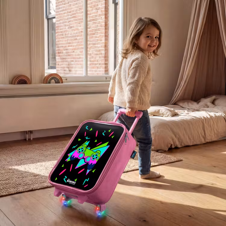 Children's suitcase - Pink - Neon controller on black — 2