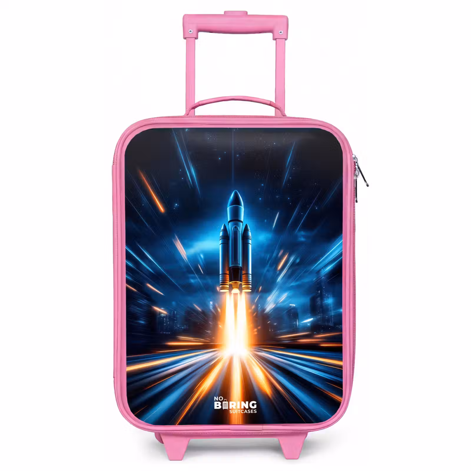 Children's suitcase - Pink - Space rocket takes off in nocturnal light show — 1