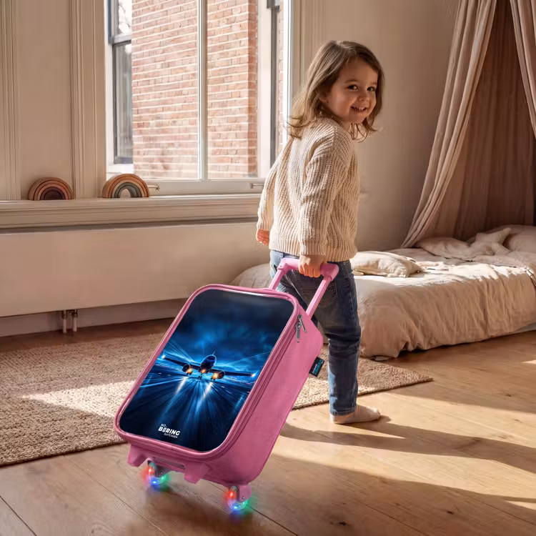 Children's suitcase - Pink - Airplane taking off in futuristic nightscape — 2