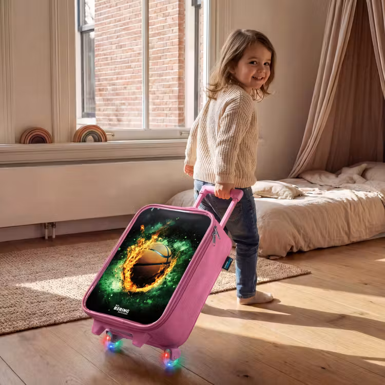 Children's suitcase - Pink - Basketball in flames and explosive energy — 2