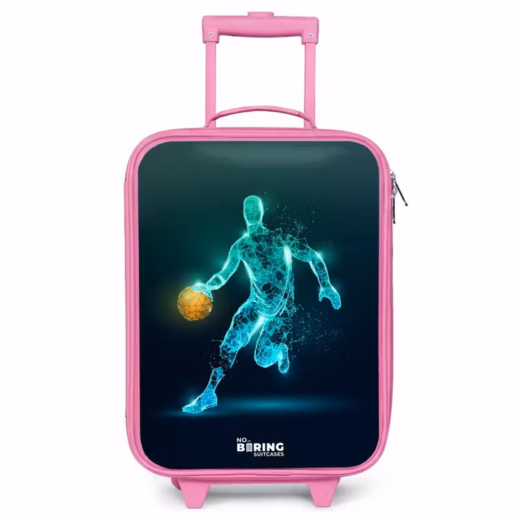 Children's suitcase - Pink - Basketball player in neon dribble action — 1