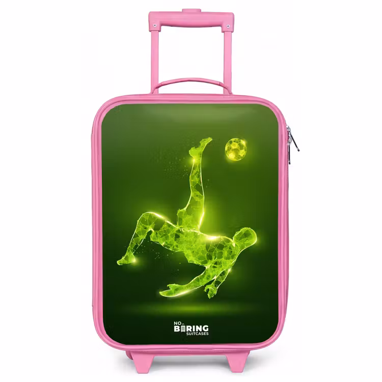 Children's suitcase - Pink - Green neon embrace in action — 1