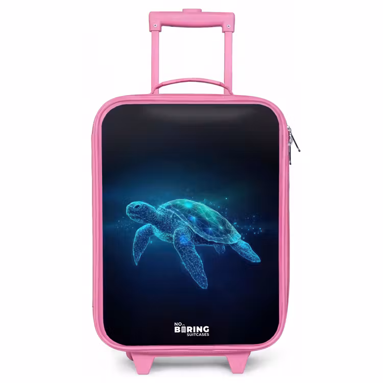 Children's suitcase - Pink - Luminous turtle in digital ocean — 1