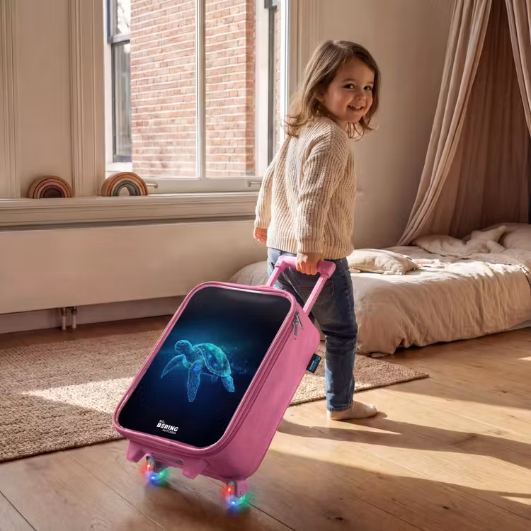 Children's suitcase - Pink - Luminous turtle in digital ocean — 2