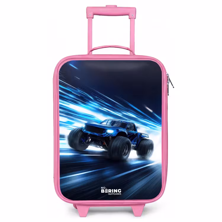 Children's suitcase - Pink - Monster truck races through light speed — 1