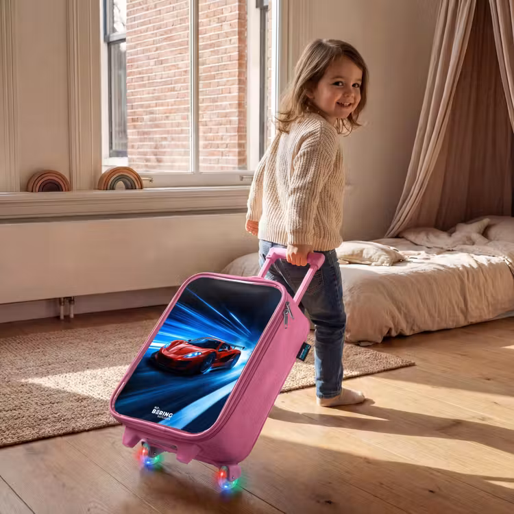 Children's suitcase - Pink - Red racing car in digital speed world — 2
