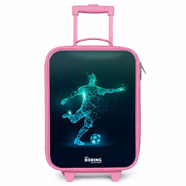 Children's suitcase - Pink - Soccer player forcefully kicks in digital form — 1