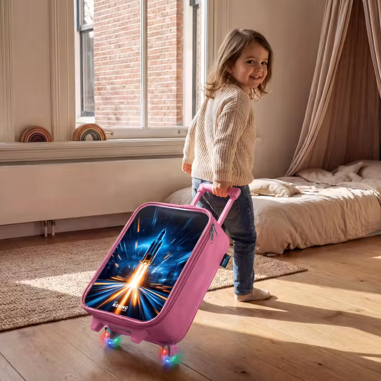Children's suitcase - Pink - Space rocket takes off in nocturnal light show — 2