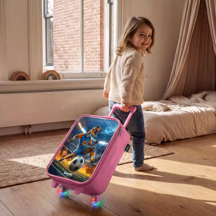 Children's suitcase - Pink - T-Rex as soccer player in full stadium — 2