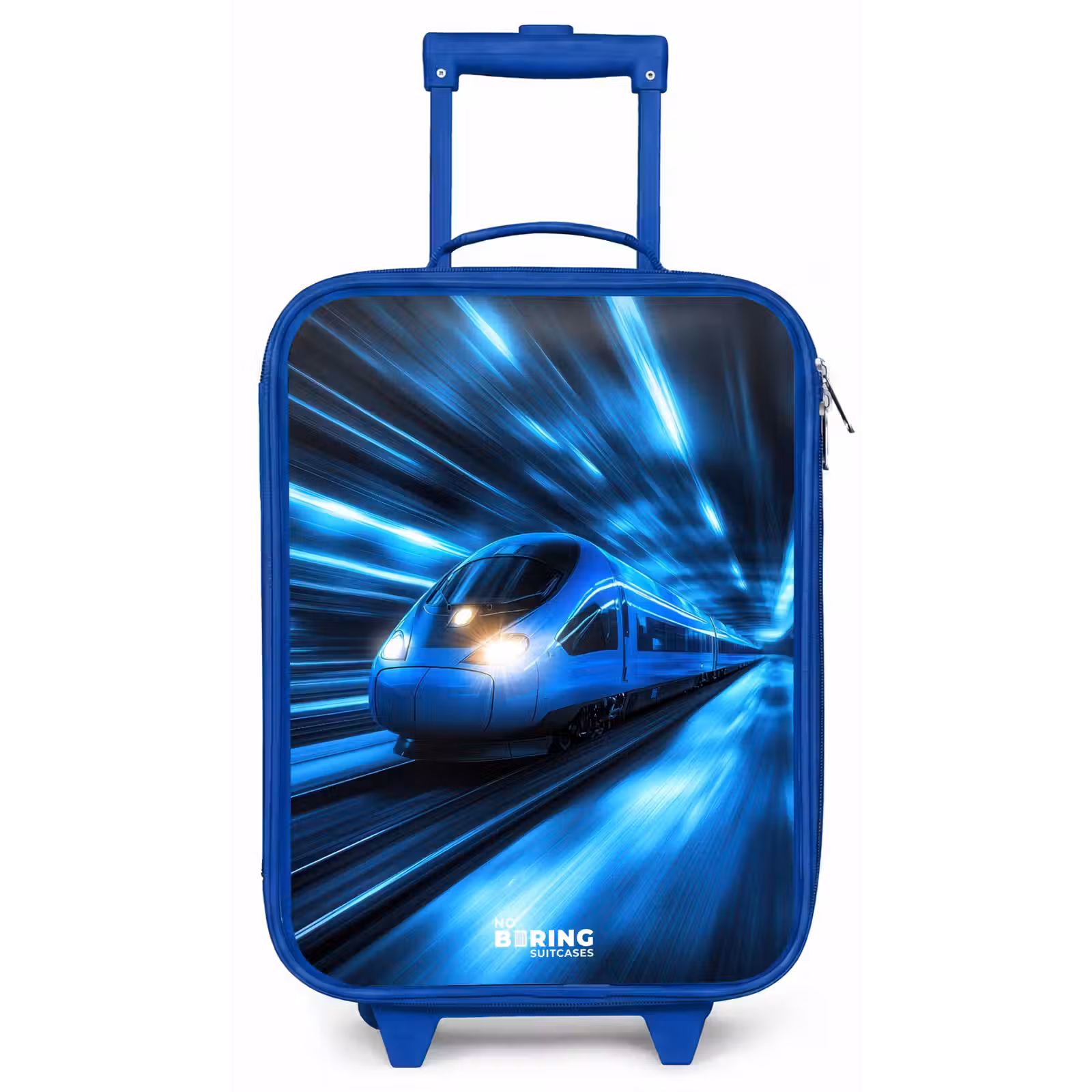 Children's suitcase - Blue - Superfast train in neon blue tunnel — 1