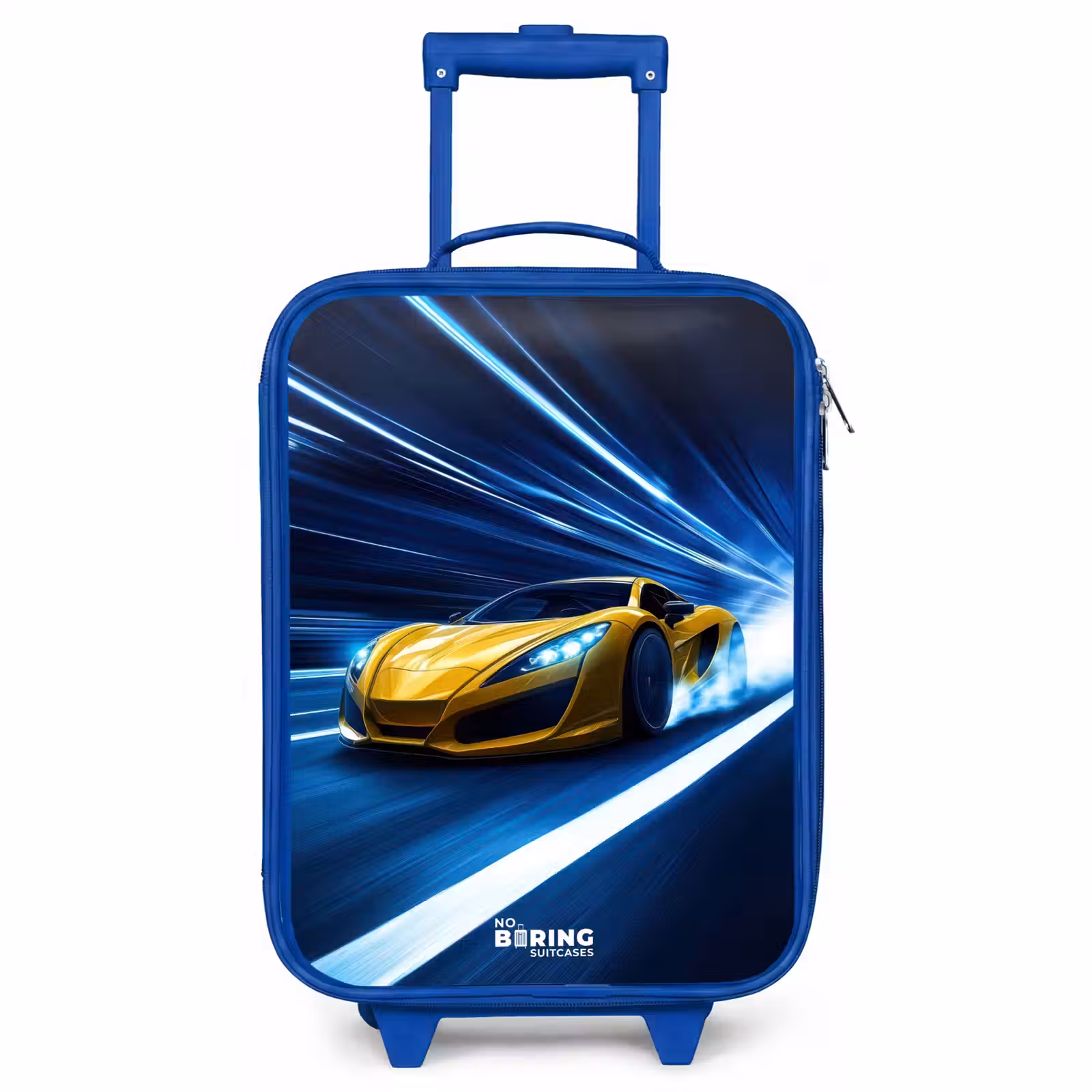 Children's suitcase - Blue - Yellow sports car in light tunnel of speed — 1