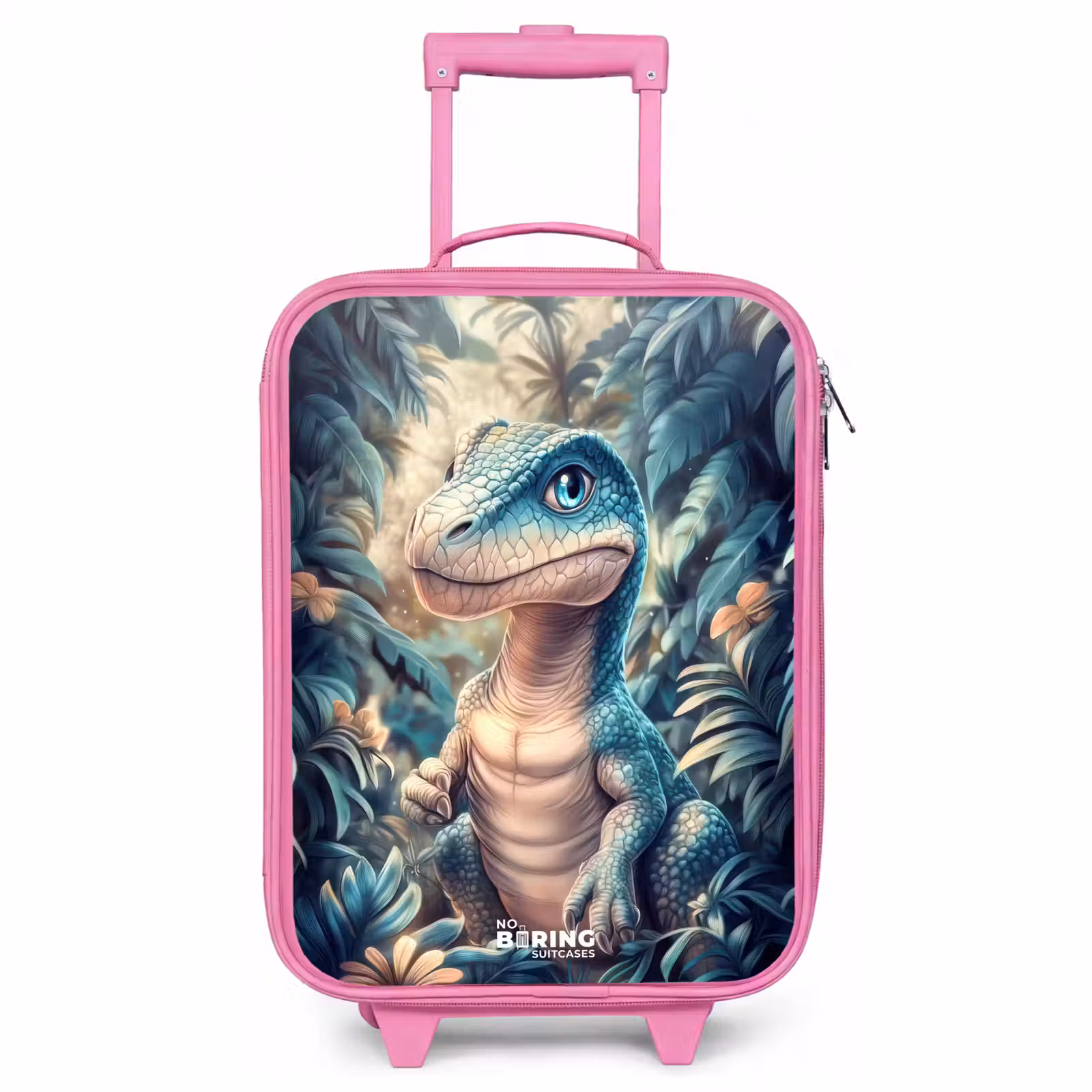 Children's suitcase - Pink - Dino in mystical jungle with moonlight — 1