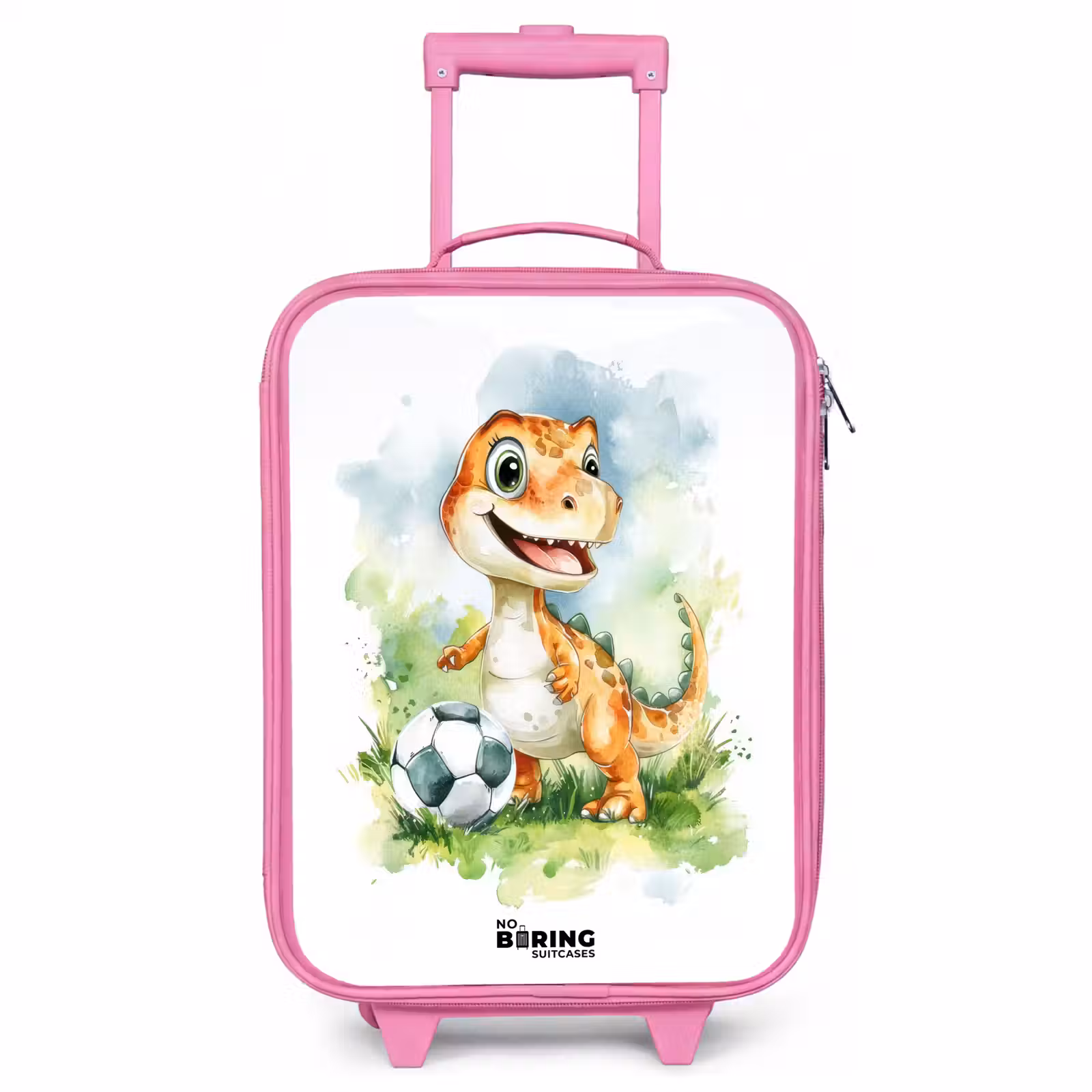 Children's suitcase - Pink - Dino with soccer in colorful field — 1