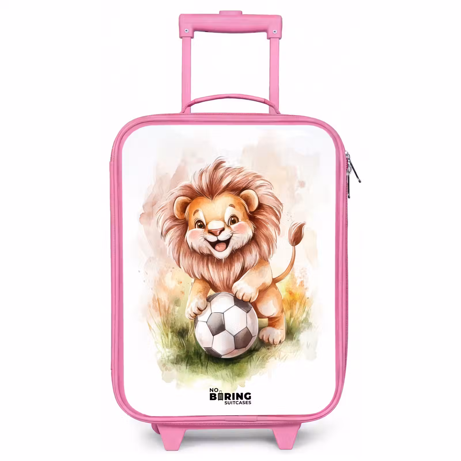 Children's suitcase - Pink - Playful lion with soccer on lawn — 1