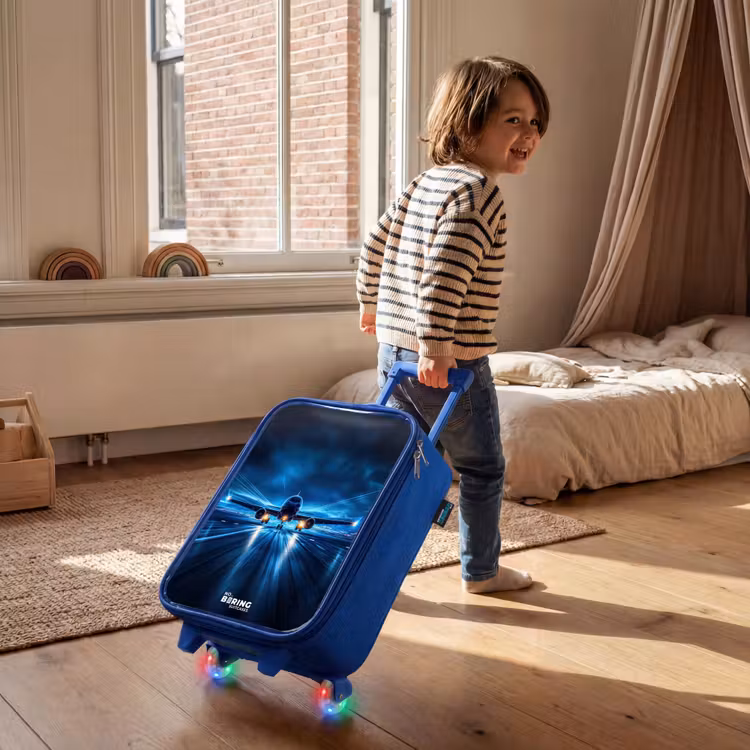Children's suitcase - Blue - Airplane taking off in futuristic nightscape — 2