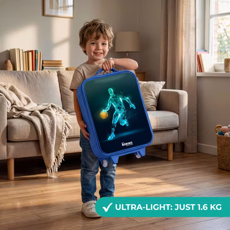 Children's suitcase - Blue - Basketball player in neon dribble action — 3