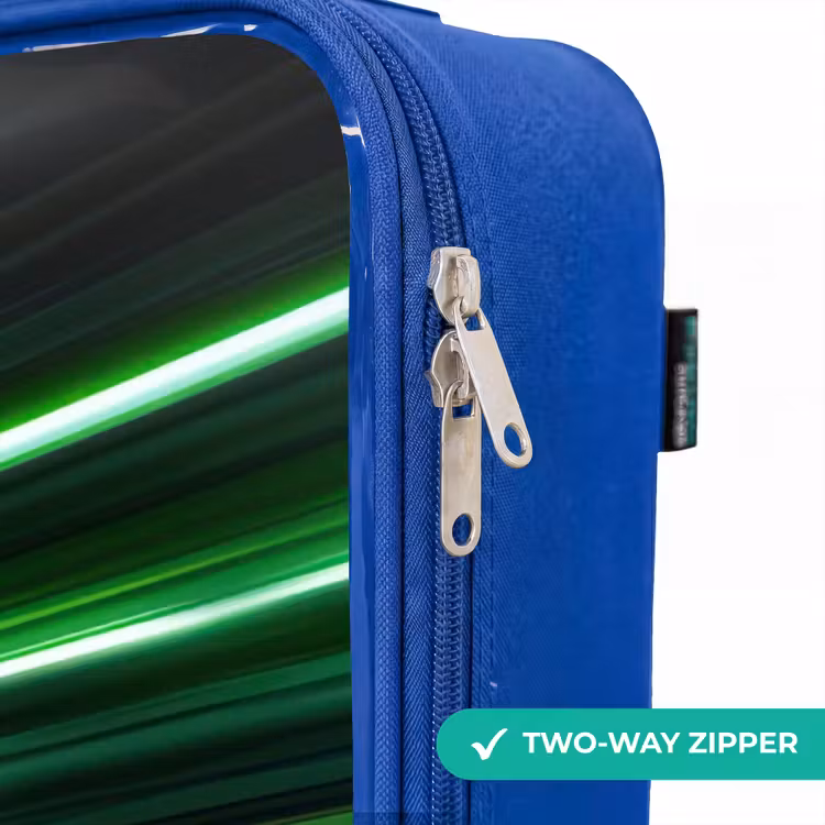 Children's suitcase - Blue - Blue race car with stripes in green tunnel — 6