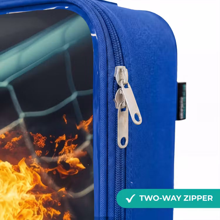 Children's suitcase - Blue - Fire soccer captured in goal net — 6