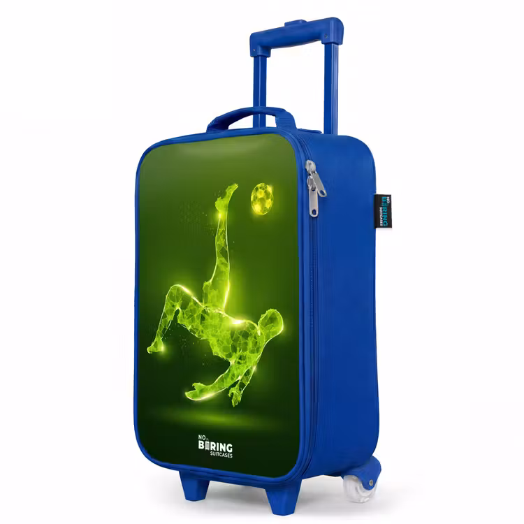 Children's suitcase - Blue - Green neon embrace in action — 5